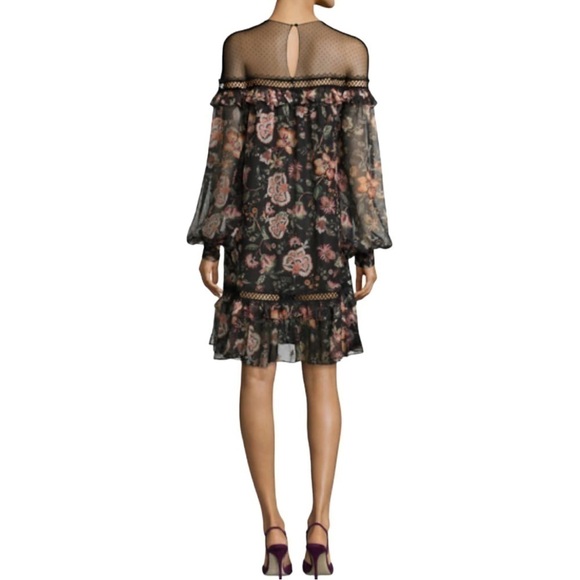SACHIN + Babi Callie Mini Ruffle Dress Black Floral 4 - Picture 3 of 17